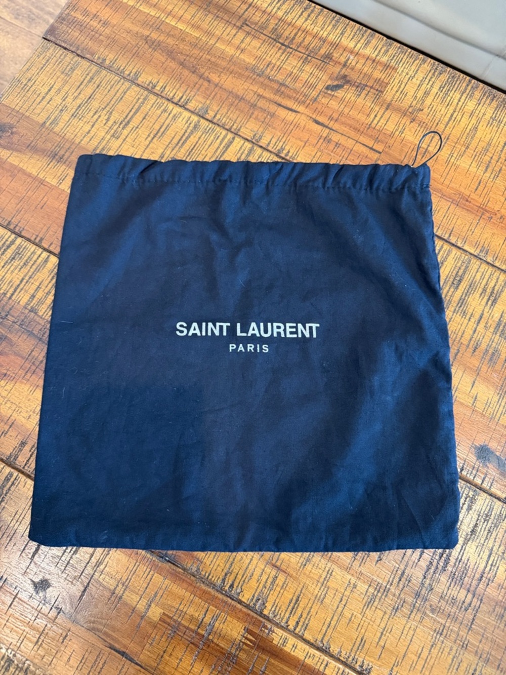 Saint Laurent Black Drawstring Logo Pouch
